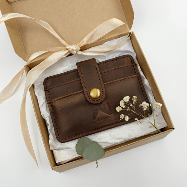 Slim Card Wallet with Tic Clip – 4 Card Slots & Cash Holder (Brown)